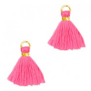 Mini Kwastje Ibiza style 1cm Gold-neon pink